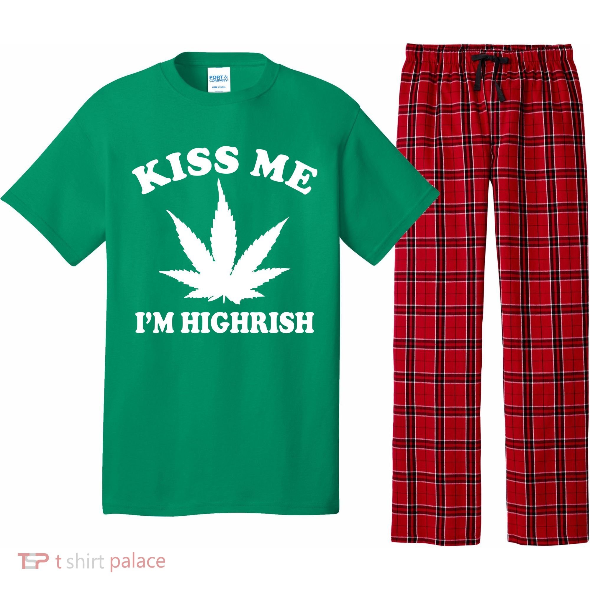 Kiss Me I'm Highrish Irish St. Patrick's Day Weed Pajama Set