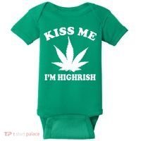 Kiss Me I'm Highrish Irish St. Patrick's Day Weed Baby Bodysuit thumb 0