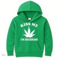 Kiss Me I'm Highrish Irish St. Patrick's Day Weed Kids Hoodie thumb 0