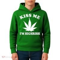 Kiss Me I'm Highrish Irish St. Patrick's Day Weed Kids Hoodie thumb 4