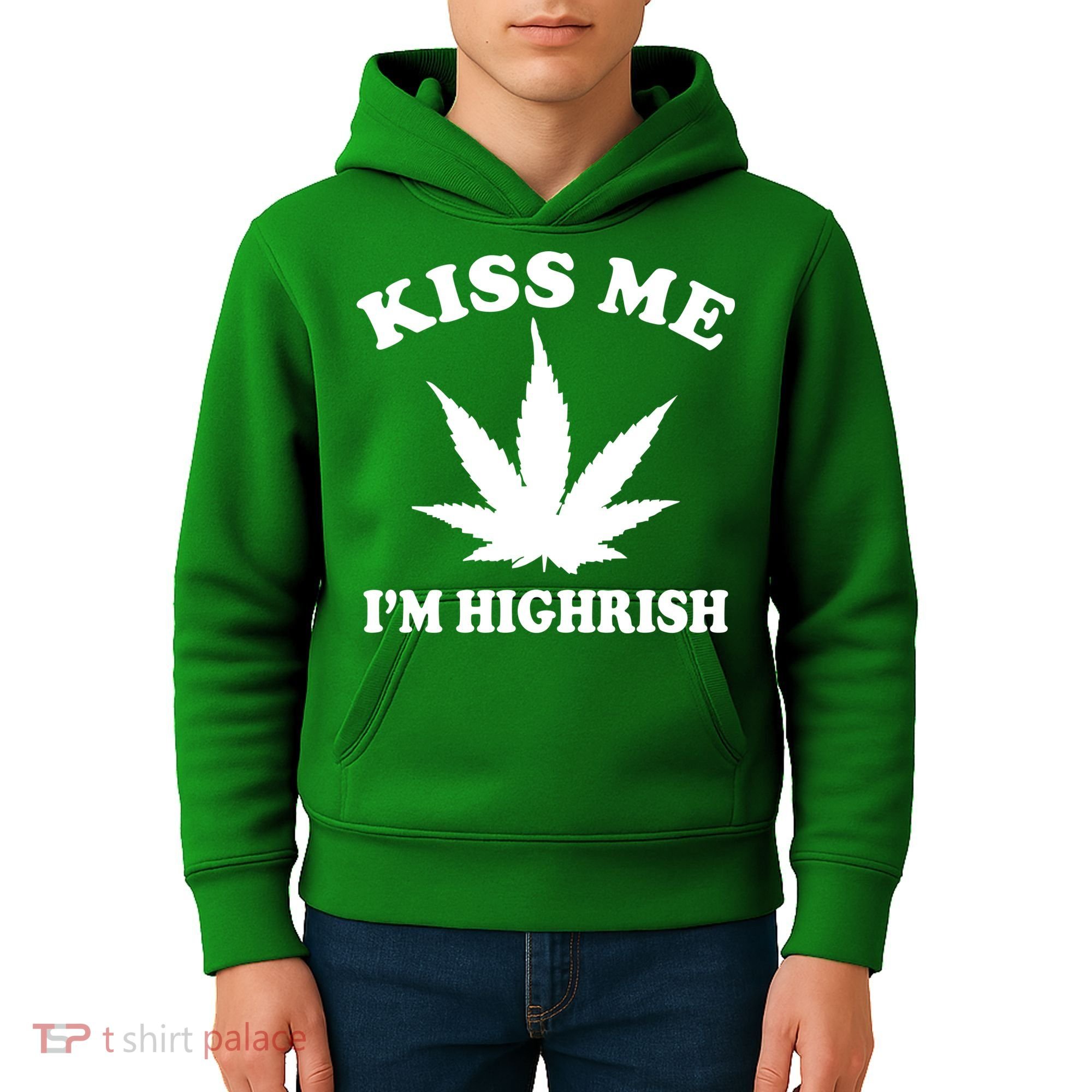 Kiss Me I'm Highrish Irish St. Patrick's Day Weed Kids Hoodie