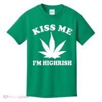 Kiss Me I'm Highrish Irish St. Patrick's Day Weed Kids T-Shirt thumb 0