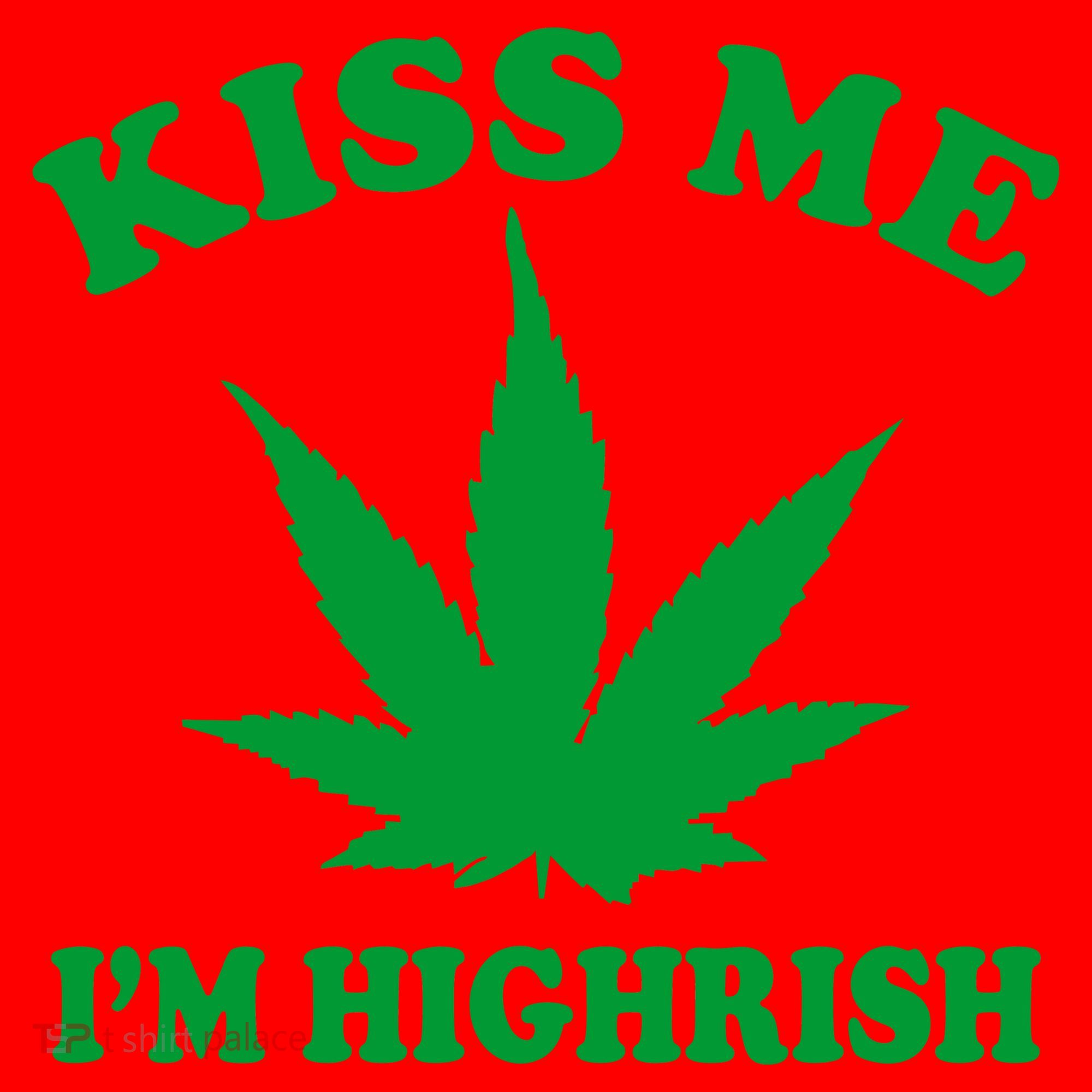 Kiss Me I'm Highrish Irish St. Patrick's Day Weed Santa Hat