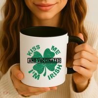 Kiss Me I'm Irish And Vaccinated Coffee Mug thumb 3