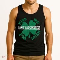 Kiss Me I'm Irish And Vaccinated Tank Top thumb 3