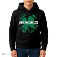 Kiss Me I'm Irish And Vaccinated Kids Hoodie thumb 4