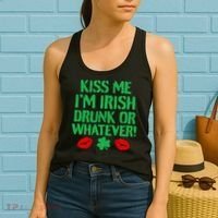 Kiss Me I'm Irish Drunk Or Whatever! Women's Tank Top thumb 2