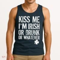 Kiss Me I'm Irish Or Drunk Whatever St Patricks Day Tank Top thumb 3