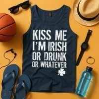 Kiss Me I'm Irish Or Drunk Whatever St Patricks Day Tank Top thumb 4