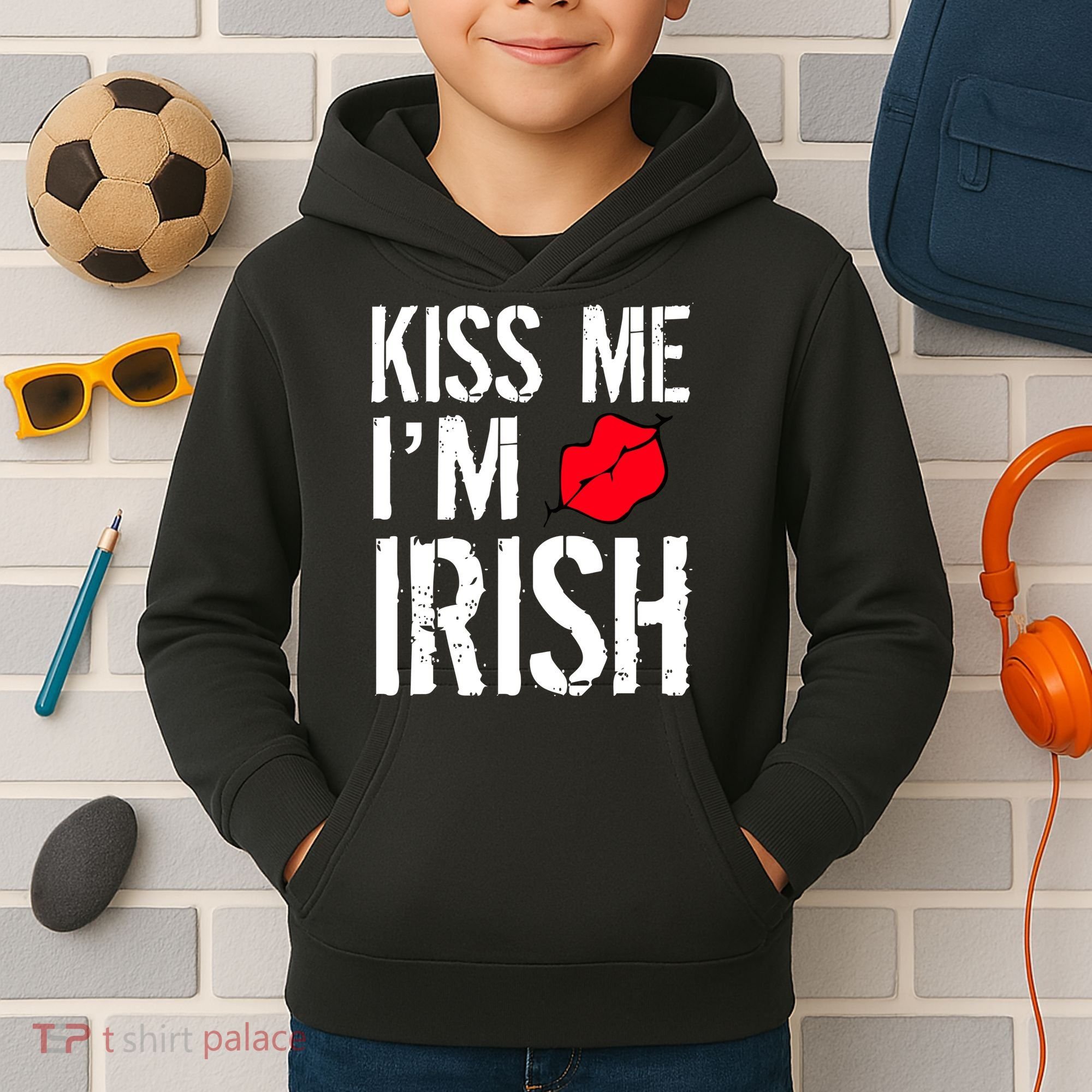 Kiss Me I'm Irish St. Patrick's Day Kids Hoodie