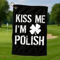 Kiss Me I'm Polish St. Patrick's Day Golf Towel thumb 1
