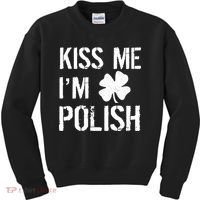 Kiss Me I'm Polish St. Patrick's Day Kids Sweatshirt thumb 0