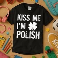 Kiss Me I'm Polish St. Patrick's Day Kids T-Shirt thumb 3