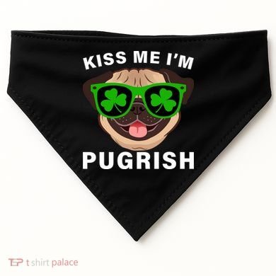 Kiss Me I'm Pugrish Funny Irish USA-Made Doggie Bandana