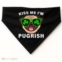 Kiss Me I'm Pugrish Funny Irish USA-Made Doggie Bandana thumb 0