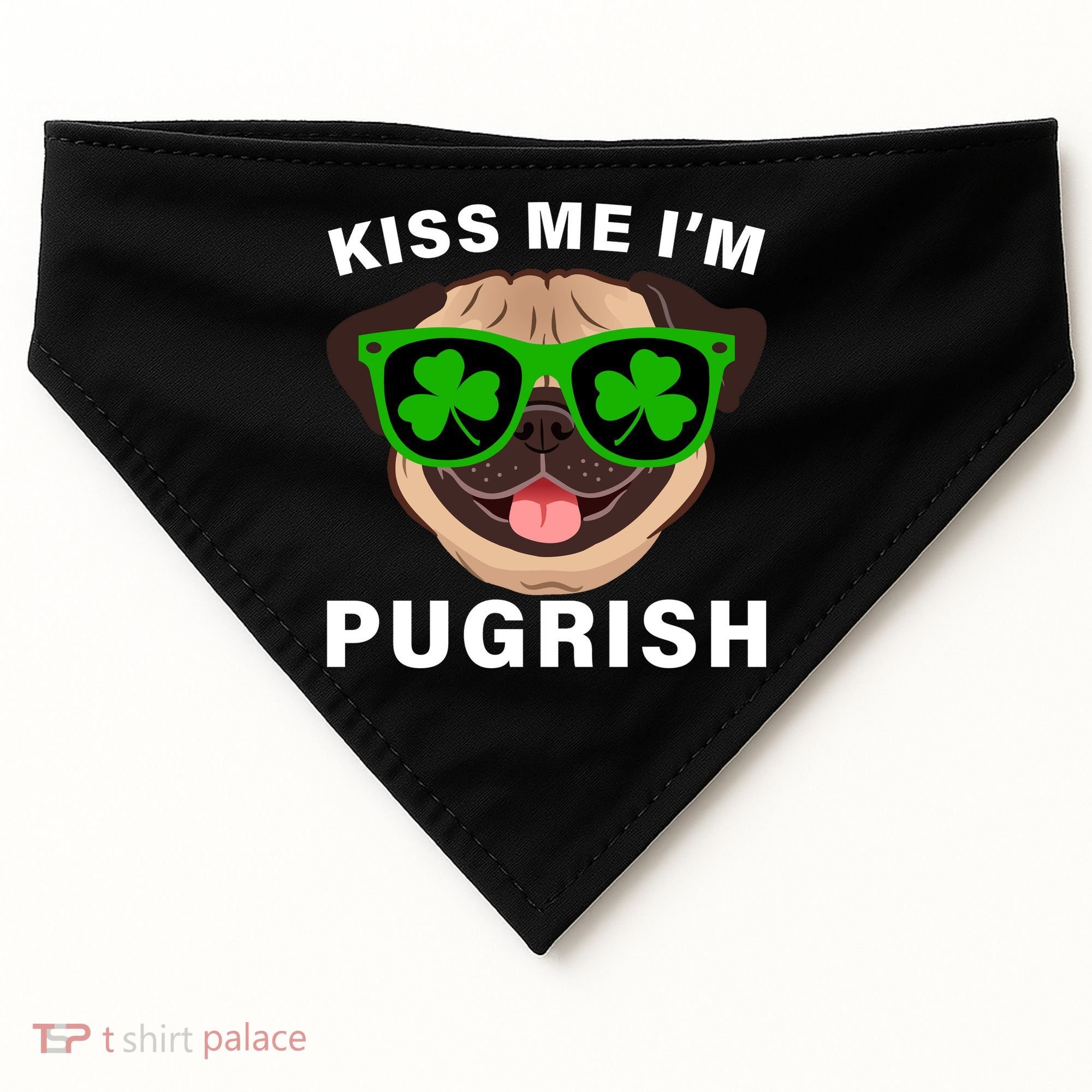 Kiss Me I'm Pugrish Funny Irish USA-Made Doggie Bandana