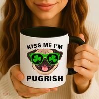Kiss Me I'm Pugrish Funny Irish Coffee Mug thumb 3