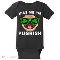 Kiss Me I'm Pugrish Funny Irish Baby Bodysuit thumb 0