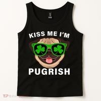Kiss Me I'm Pugrish Funny Irish Tank Top thumb 2