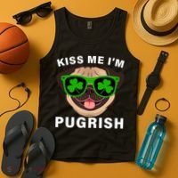 Kiss Me I'm Pugrish Funny Irish Tank Top thumb 4