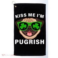 Kiss Me I'm Pugrish Funny Irish Golf Towel thumb 0