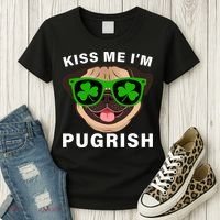 Kiss Me I'm Pugrish Funny Irish Women's T-Shirt thumb 3