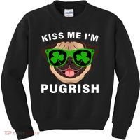 Kiss Me I'm Pugrish Funny Irish Kids Sweatshirt thumb 0