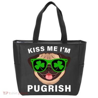 Kiss Me I'm Pugrish Funny Irish Tote Bag