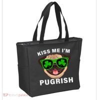Kiss Me I'm Pugrish Funny Irish Tote Bag thumb 2