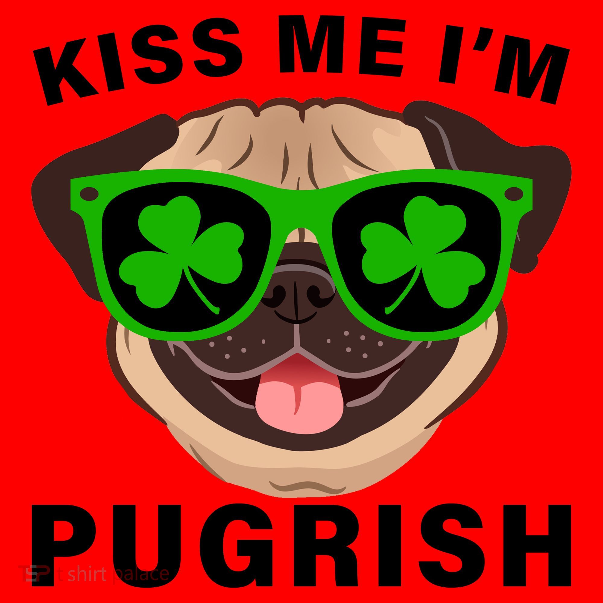 Kiss Me I'm Pugrish Funny Irish Santa Hat