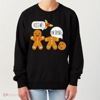 Kiss Me I'm Trying Funny Gingerbread Women's Sweatshirt thumb 0