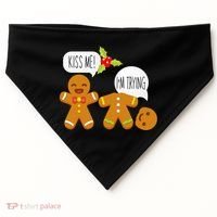 Kiss Me I'm Trying Funny Gingerbread USA-Made Doggie Bandana thumb 0