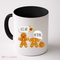 Kiss Me I'm Trying Funny Gingerbread Coffee Mug thumb 0