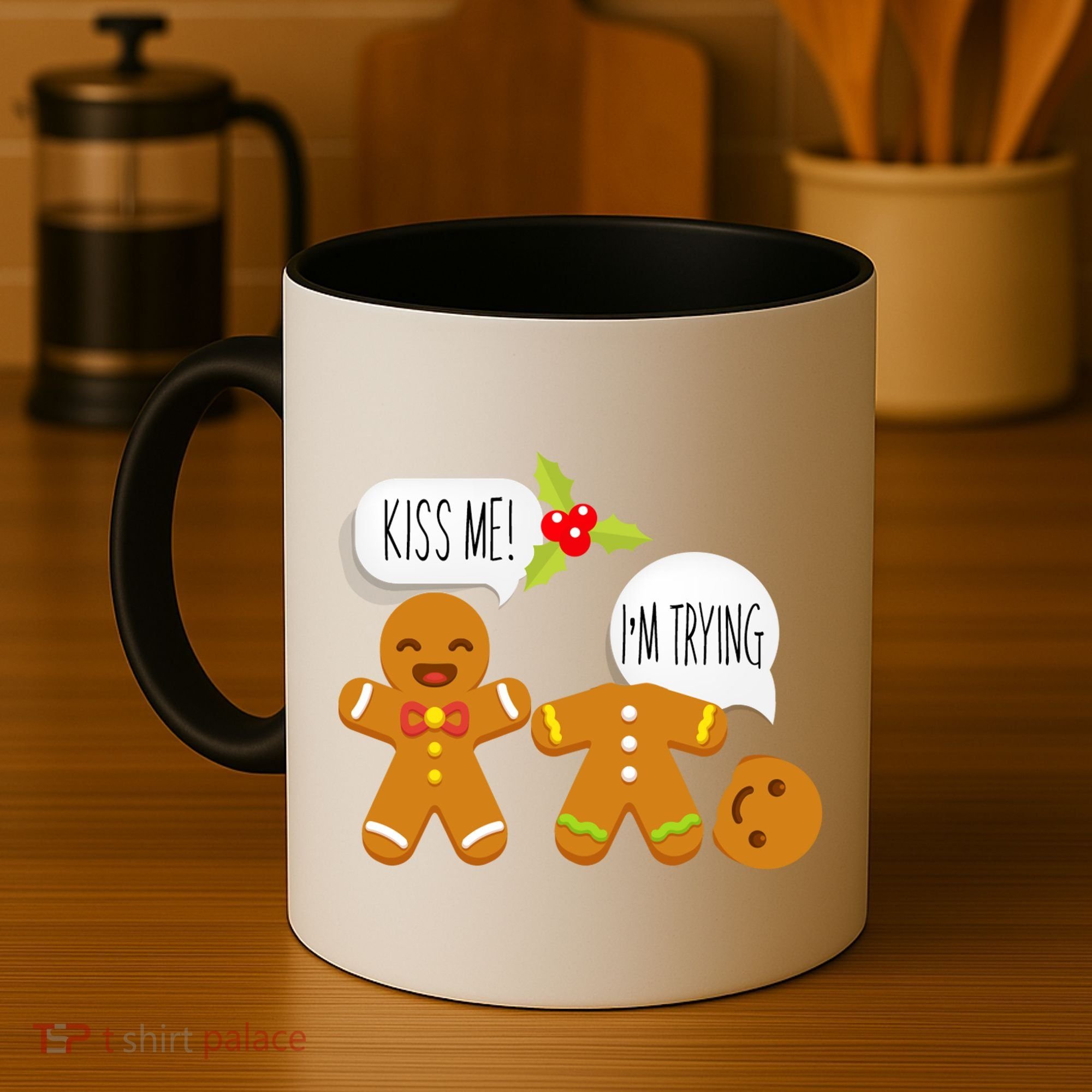 Kiss Me I'm Trying Funny Gingerbread Coffee Mug