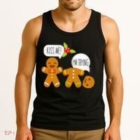 Kiss Me I'm Trying Funny Gingerbread Tank Top thumb 3