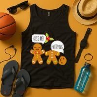 Kiss Me I'm Trying Funny Gingerbread Tank Top thumb 4