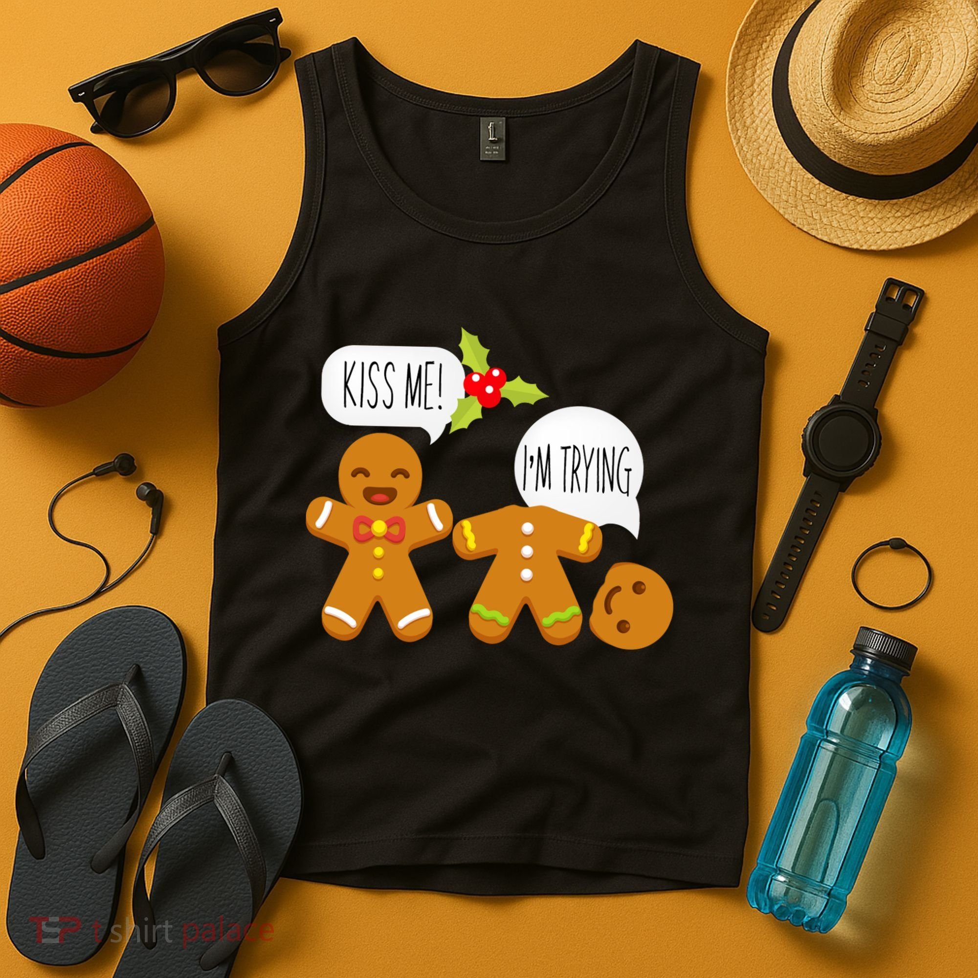 Kiss Me I'm Trying Funny Gingerbread Tank Top