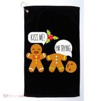 Kiss Me I'm Trying Funny Gingerbread Golf Towel thumb 0