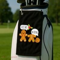 Kiss Me I'm Trying Funny Gingerbread Golf Towel thumb 2