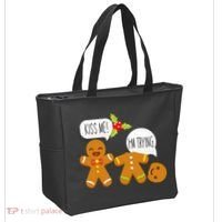 Kiss Me I'm Trying Funny Gingerbread Tote Bag thumb 2