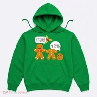 Kiss Me I'm Trying Funny Gingerbread Hoodie thumb 0