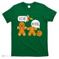 Kiss Me I'm Trying Funny Gingerbread T-Shirt thumb 0