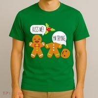 Kiss Me I'm Trying Funny Gingerbread T-Shirt thumb 3