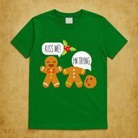 Kiss Me I'm Trying Funny Gingerbread T-Shirt thumb 5