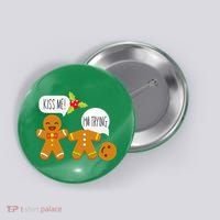 Kiss Me I'm Trying Funny Gingerbread Button thumb 0
