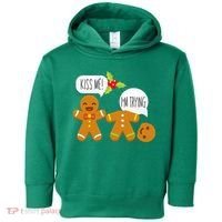Kiss Me I'm Trying Funny Gingerbread Toddler Hoodie thumb 0
