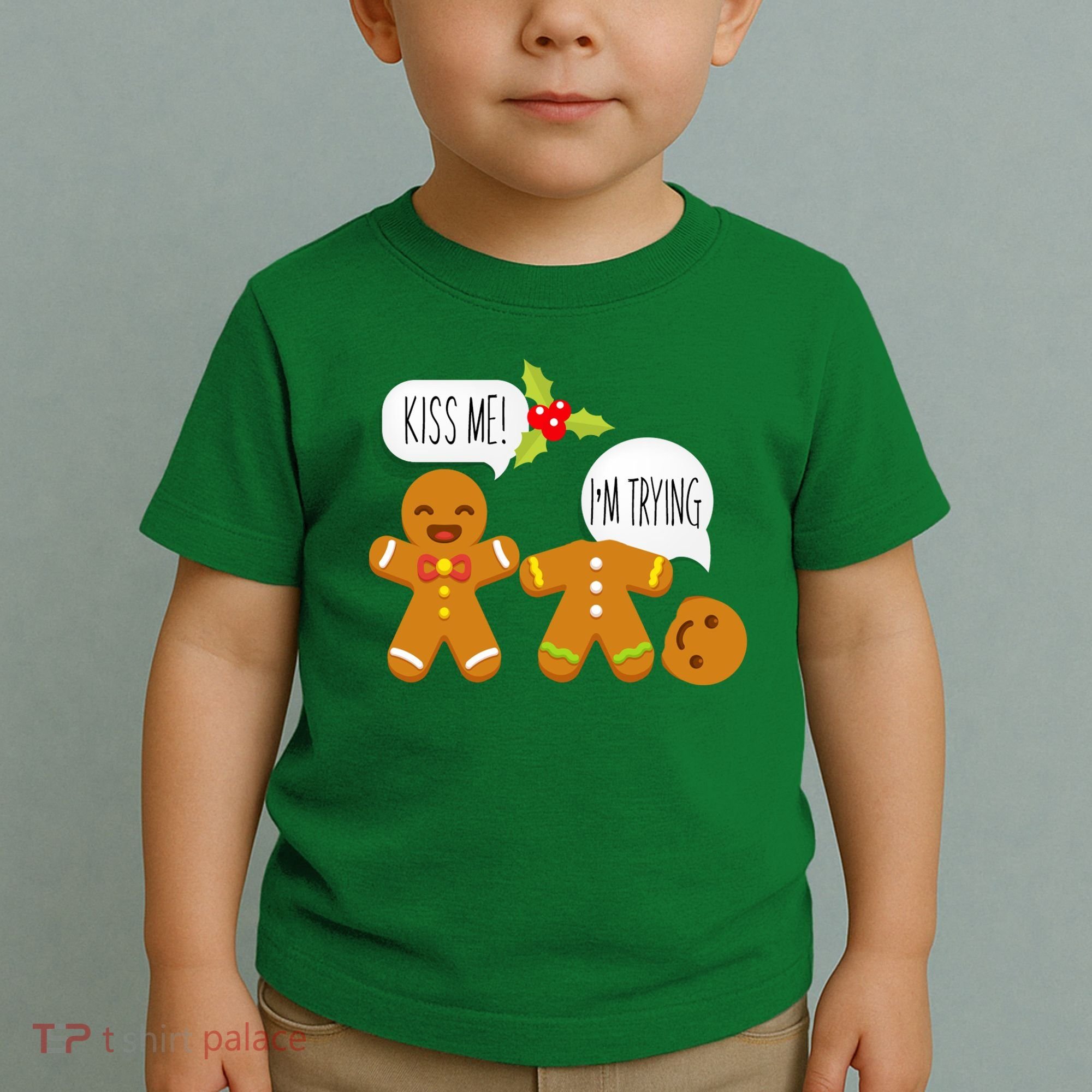 Kiss Me I'm Trying Funny Gingerbread Toddler T-Shirt