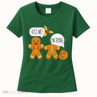Kiss Me I'm Trying Funny Gingerbread Women's T-Shirt thumb 0