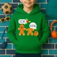 Kiss Me I'm Trying Funny Gingerbread Kids Hoodie thumb 2