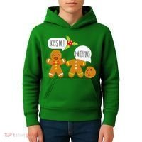 Kiss Me I'm Trying Funny Gingerbread Kids Hoodie thumb 4